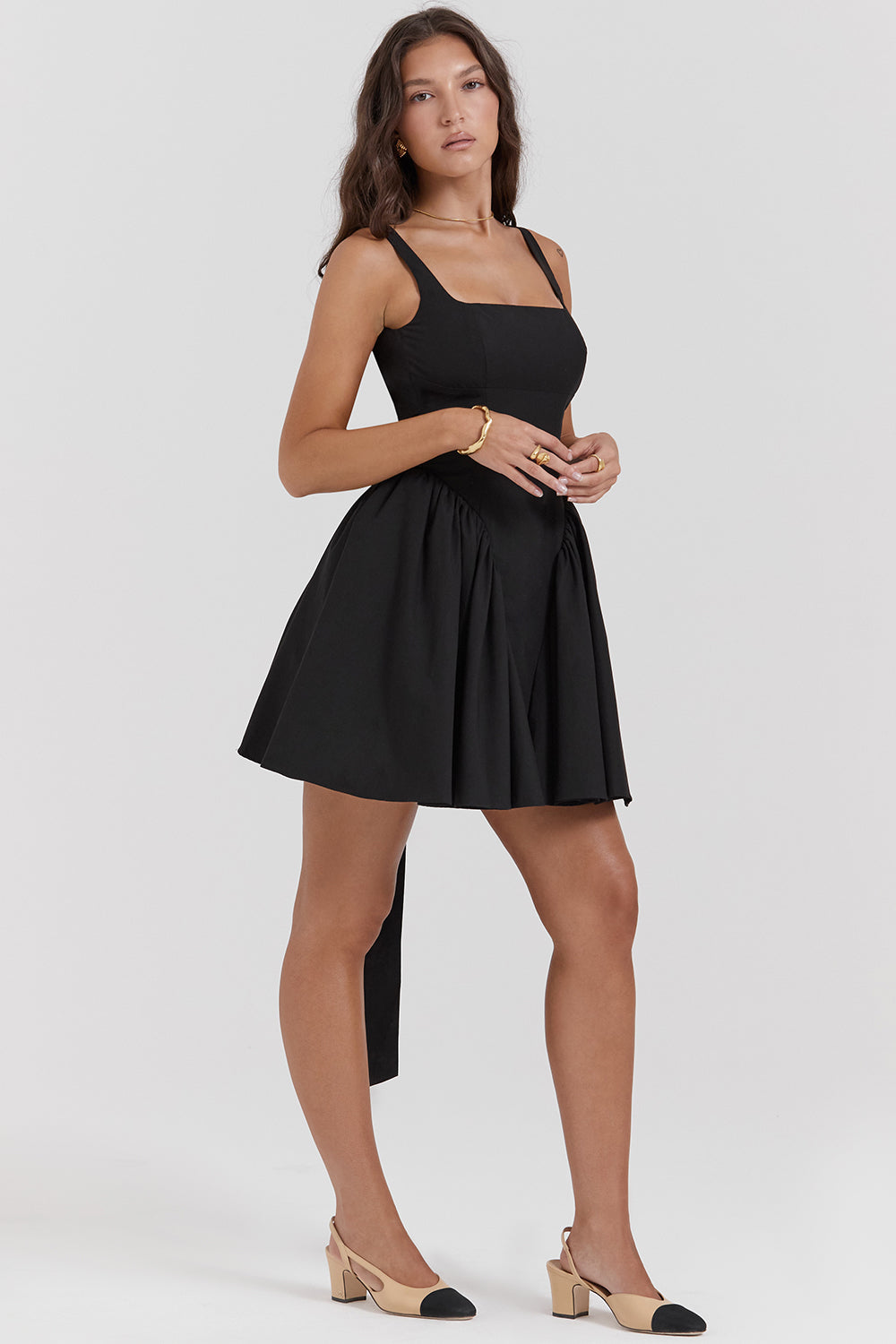 FLORIANNE BOW MINI DRESS - Black