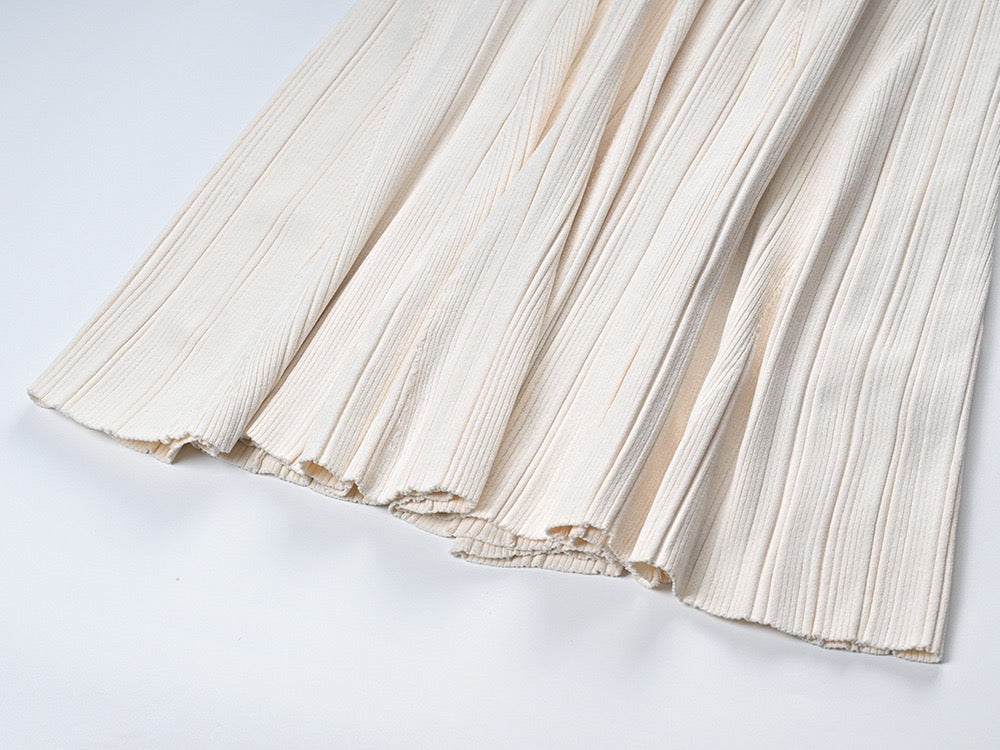 CREAM KNIT MIDI DRESS