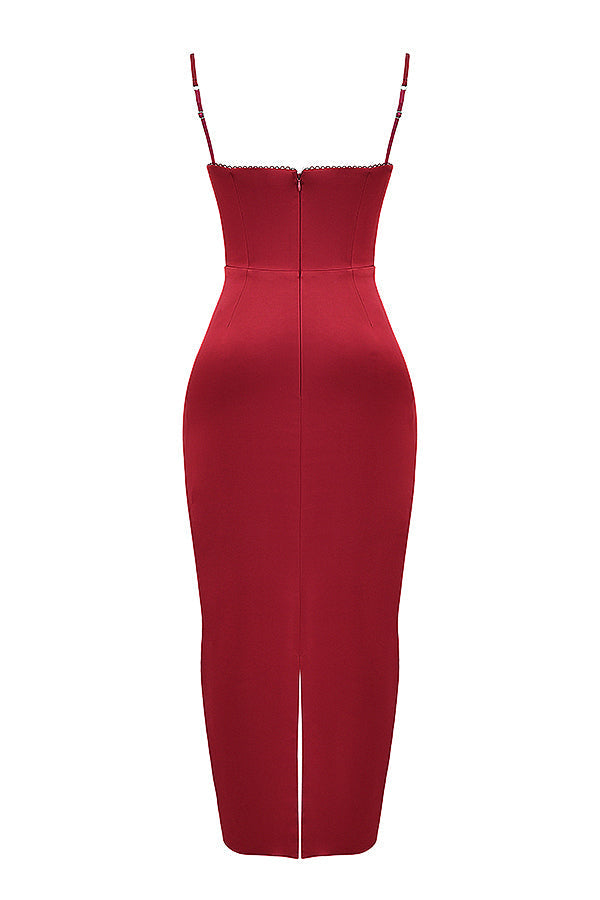 STEFANIA RUBY CORSET MAXI DRESS - Red