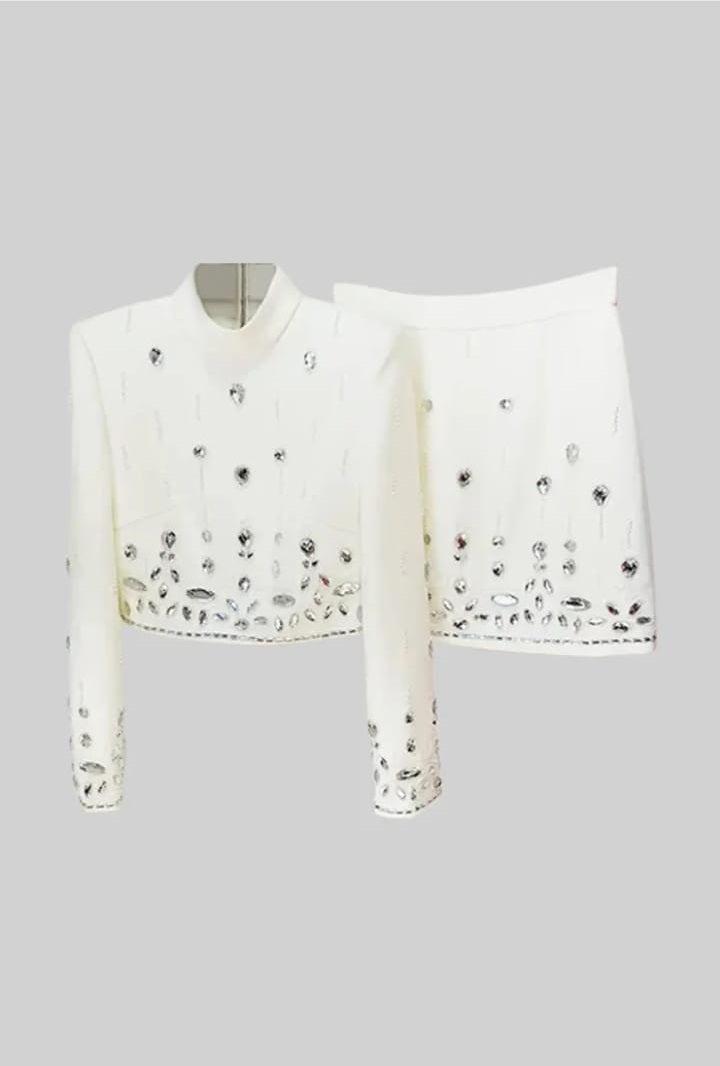 Diamond Embellished Co-Ord with Mini Skirt
