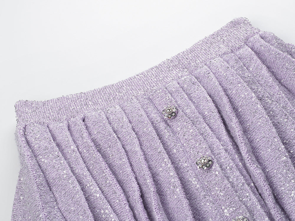 Long Sleeves Pleated Skirts