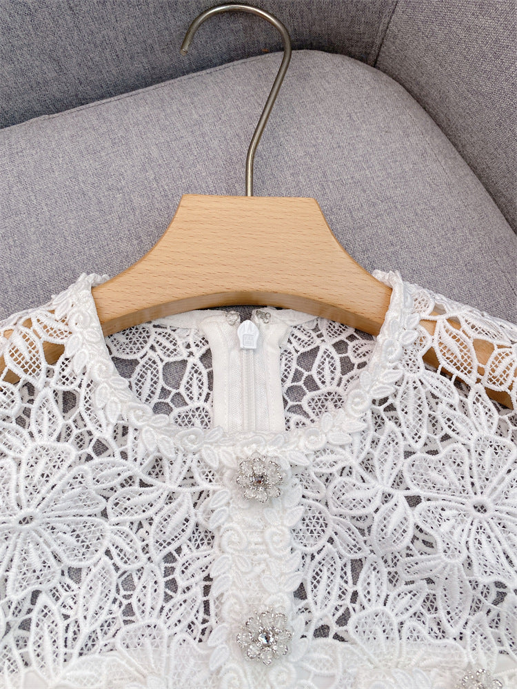 Crochet ,short round neck dress