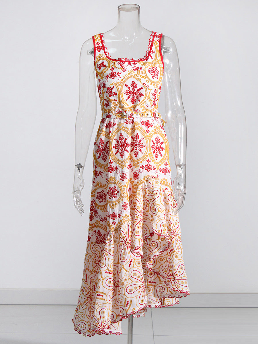 Square Neck Sleeveless Lace Trim Design