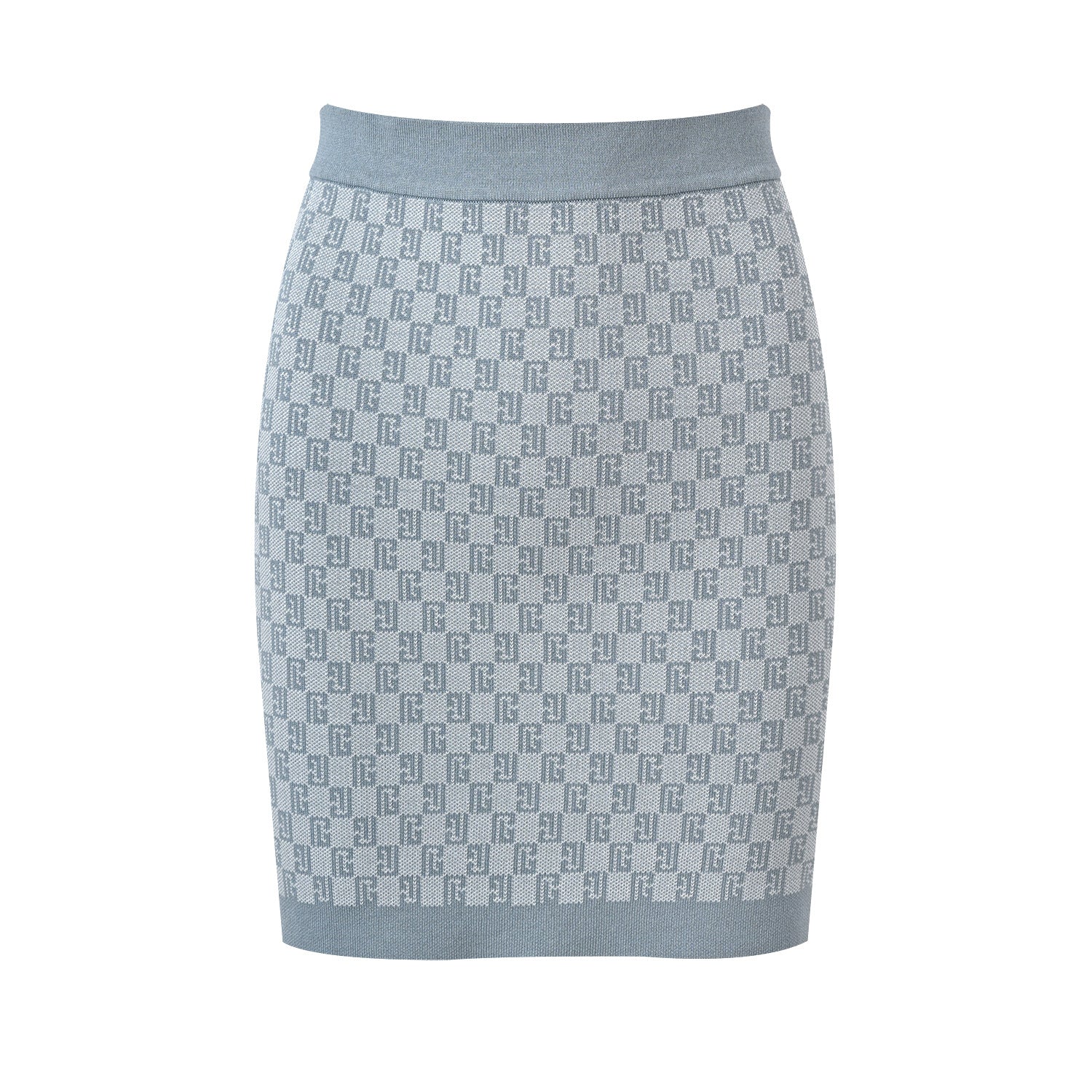 The Camille Luxe Jacquard Three-Piece Mini Skirt Set - Gray, Brown & Blue