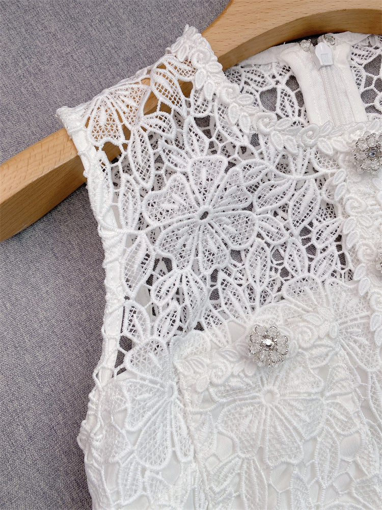 Crochet ,short round neck dress