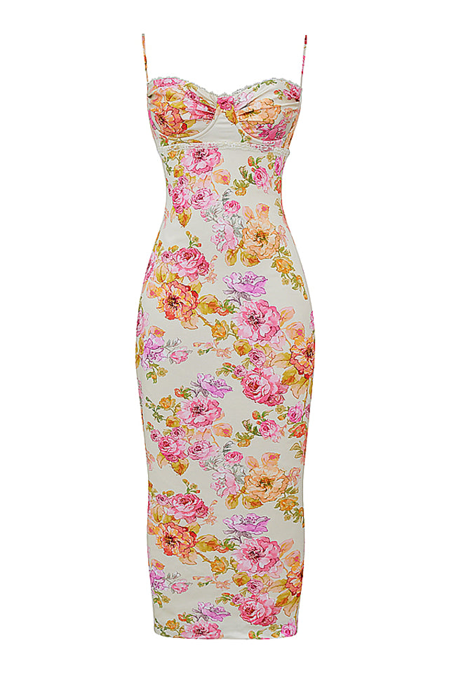 JOSEFINA IVORY FLORAL MAXI DRESS - Beige