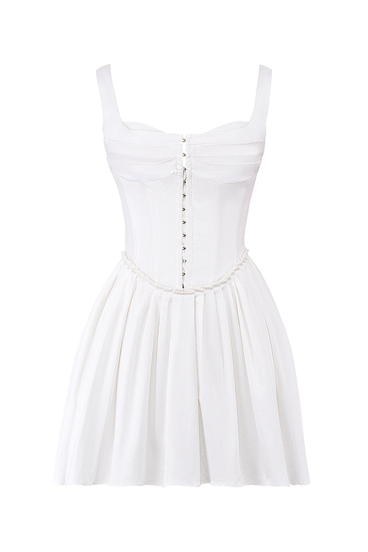 CUPID WHITE PLEATED MINI DRESS - White