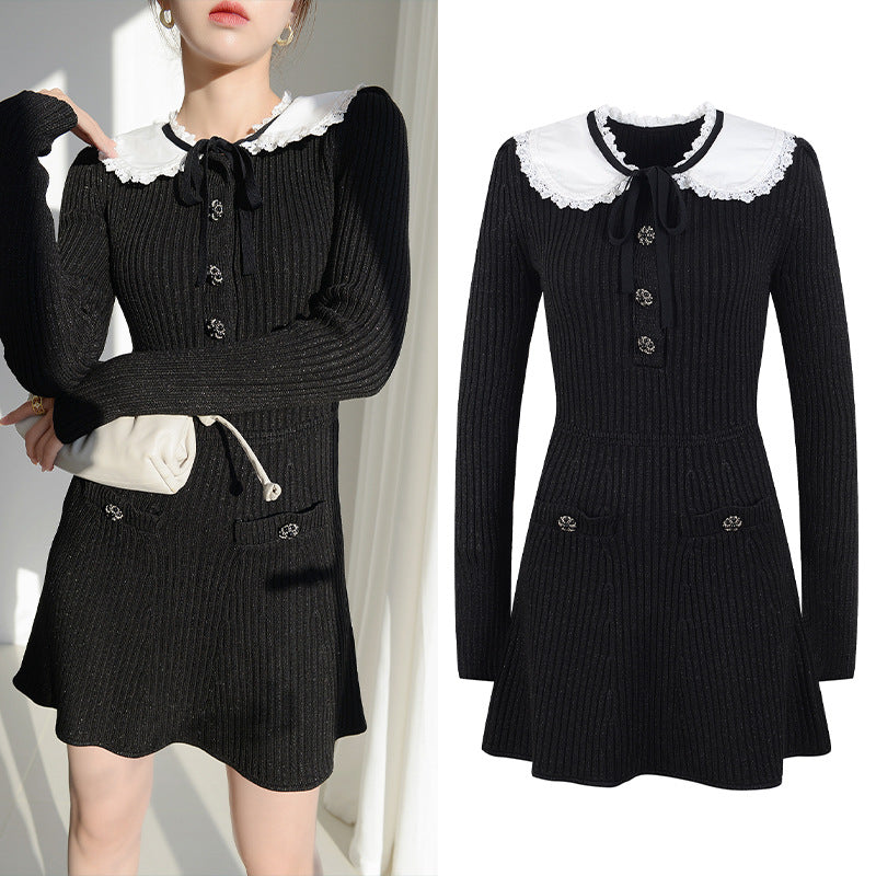 Hepburn Style Doll Neck Dress