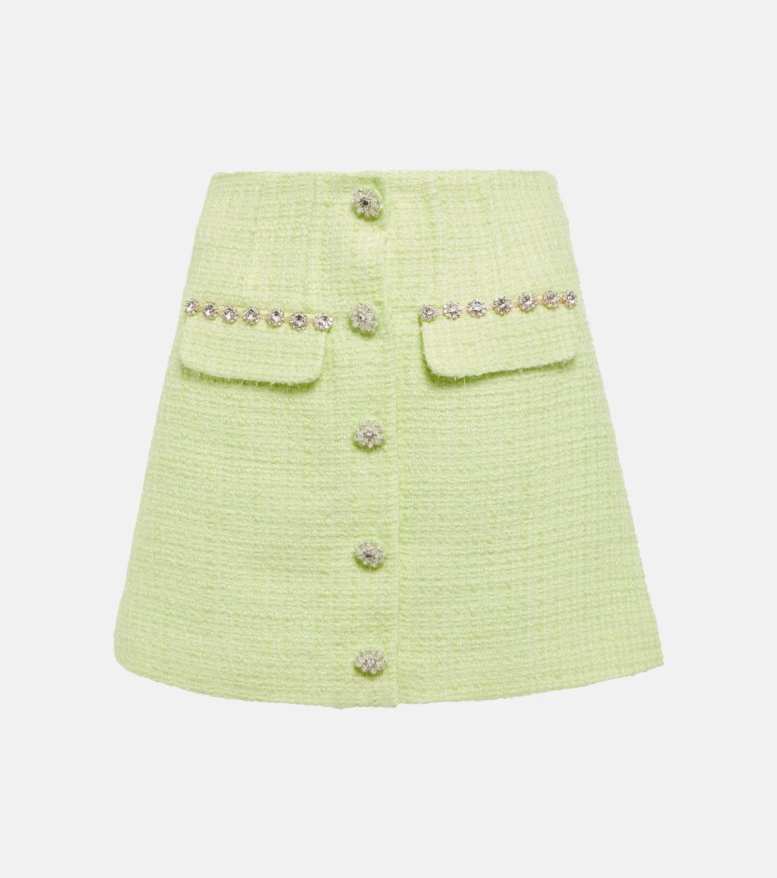 SELF-PORTRAIT Embellished wool-blend skirt