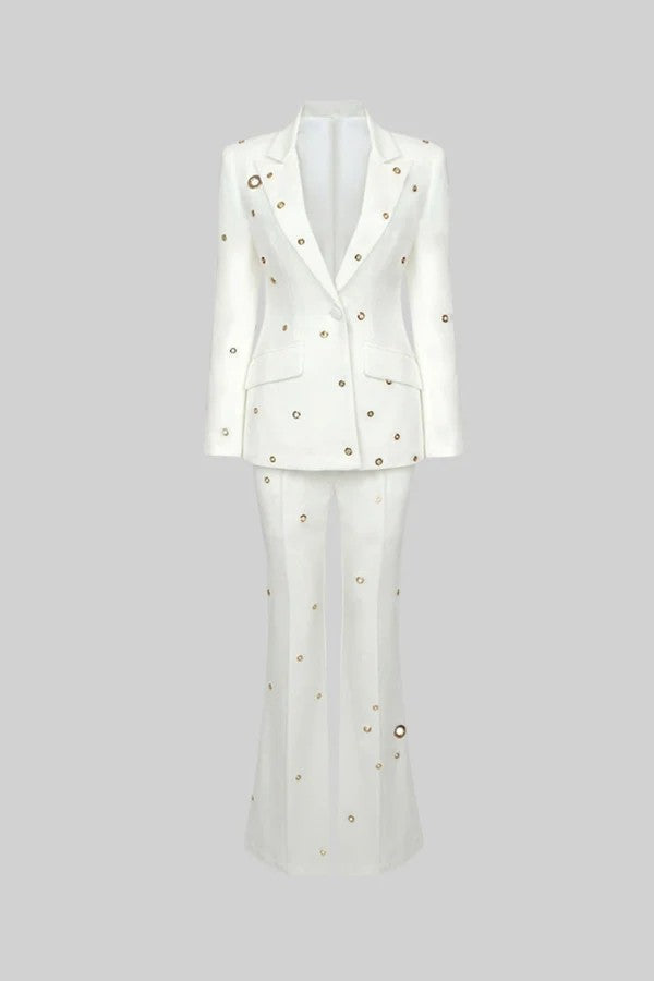 Two Piece Elegant Suit with Metal Details