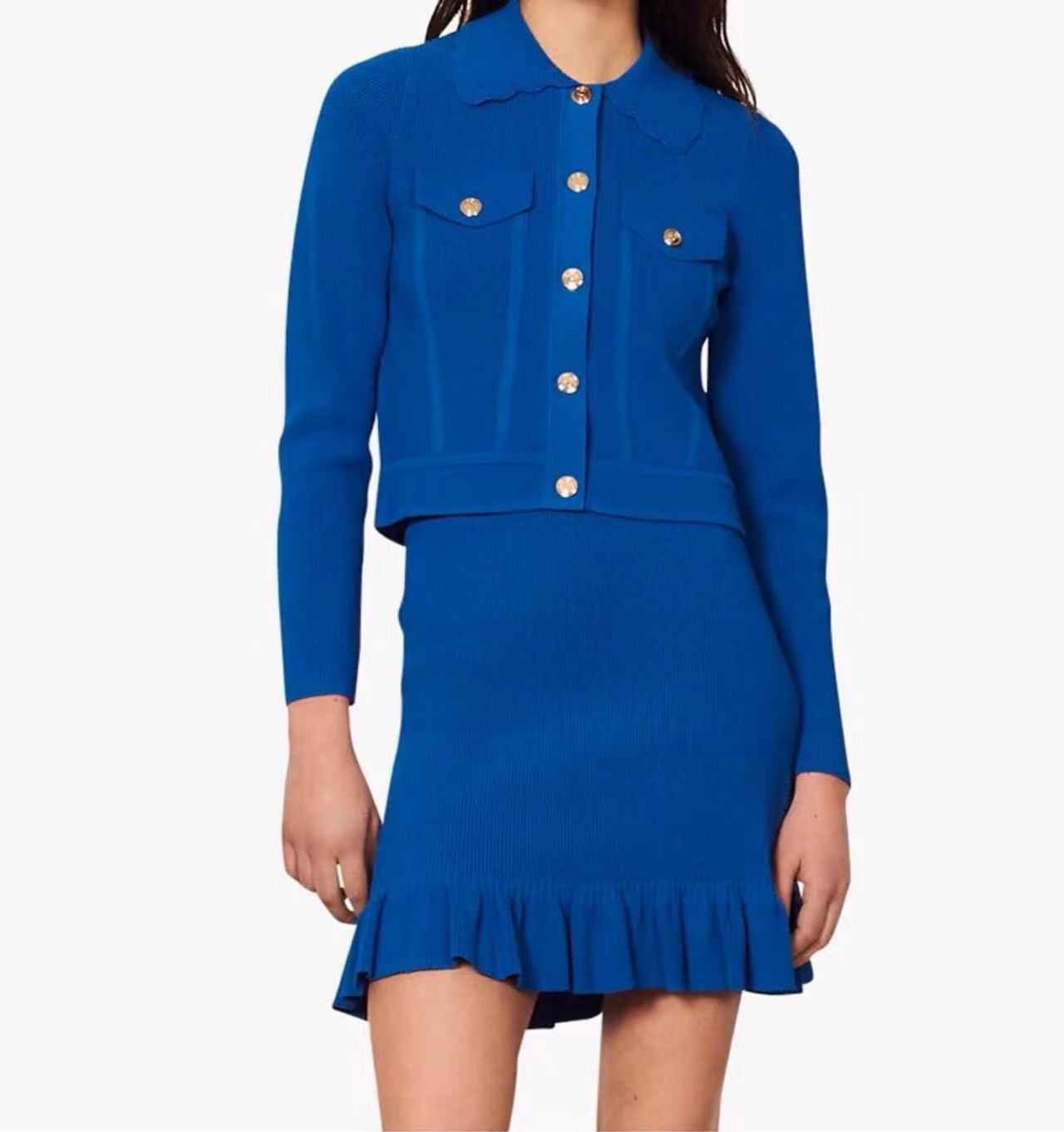 Summer Doll Collar Slim Knit Top Skirt