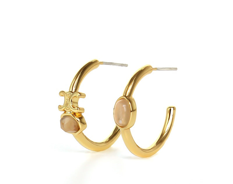CELINE triumphal arch C-shaped stud earrings