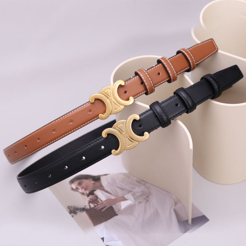 Double-sided top layer cowhide ladies belt