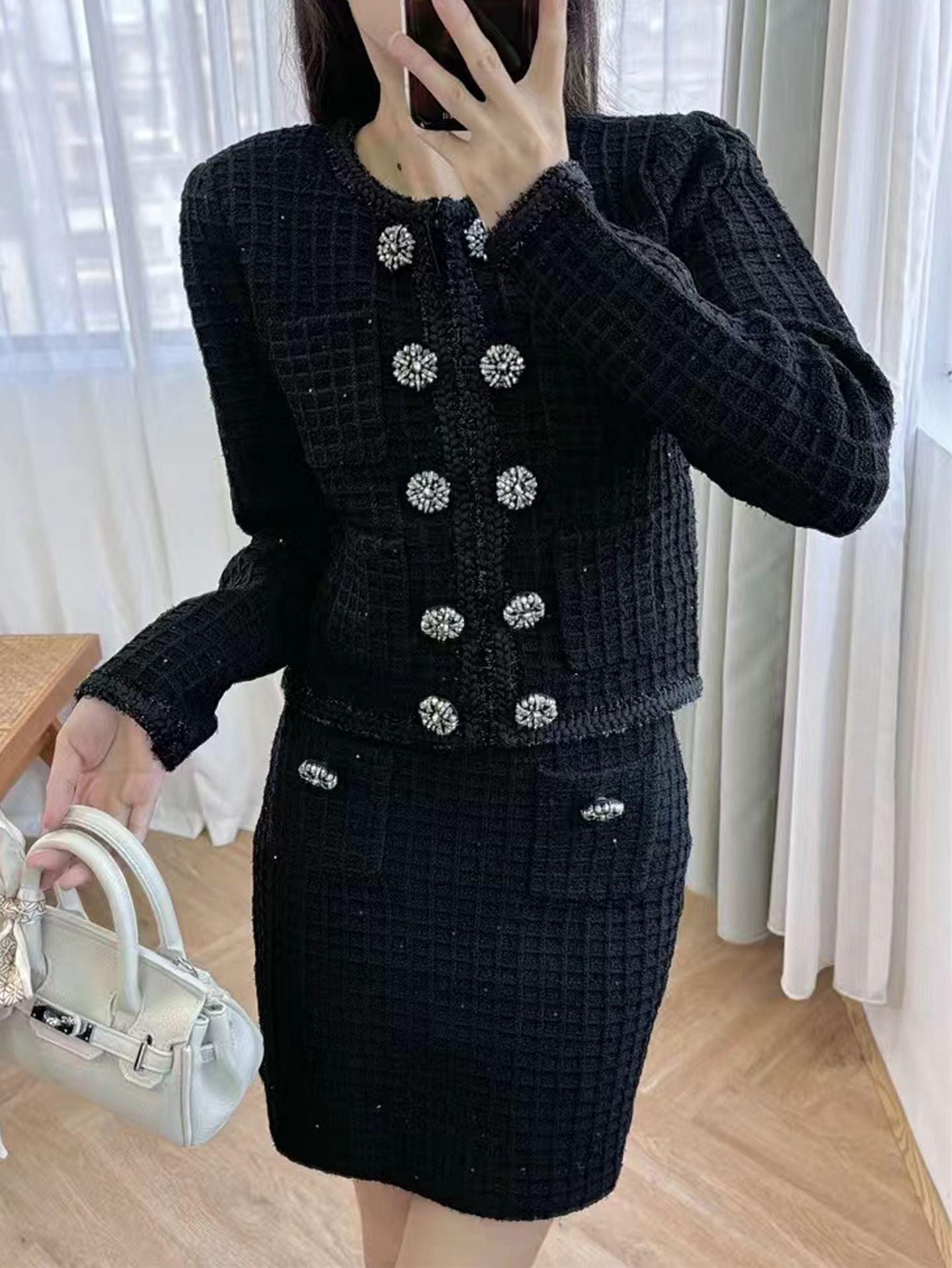 Double-breasted diamond winter set