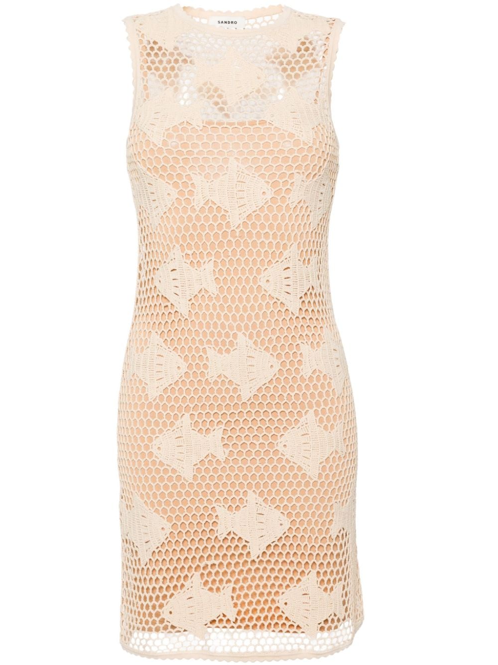 Our of stock SANDRO fish-motif crochet-knit dress