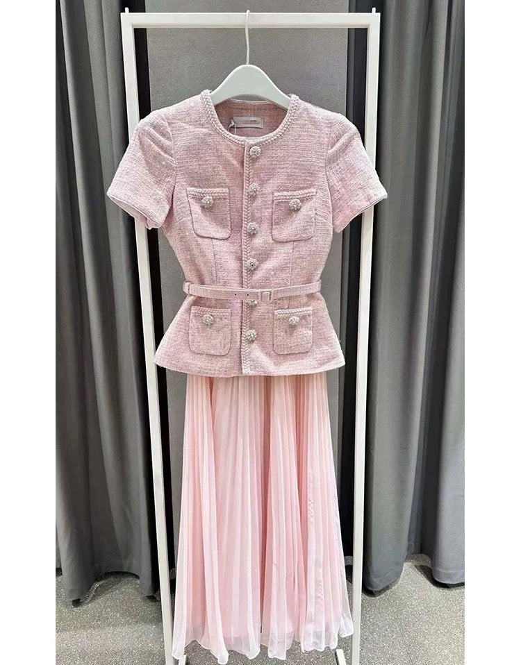 Pink skirt two-piece set