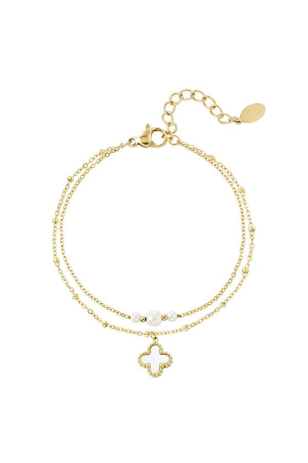 White Clover Bracelet I Gold