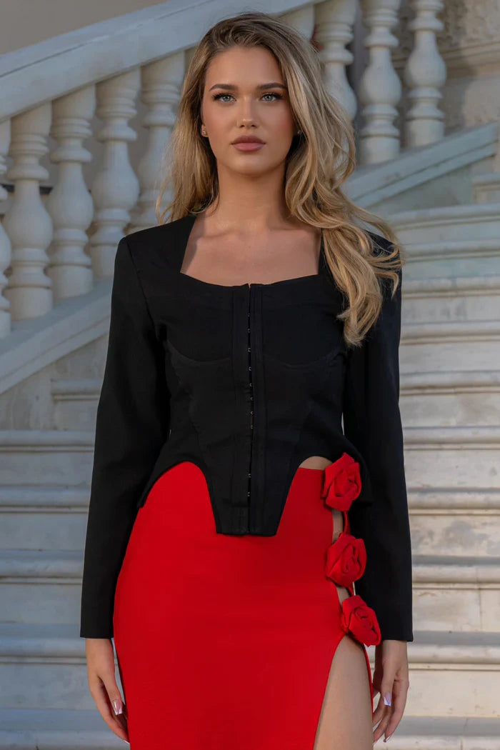 Fitted Corset Blazer - Black
