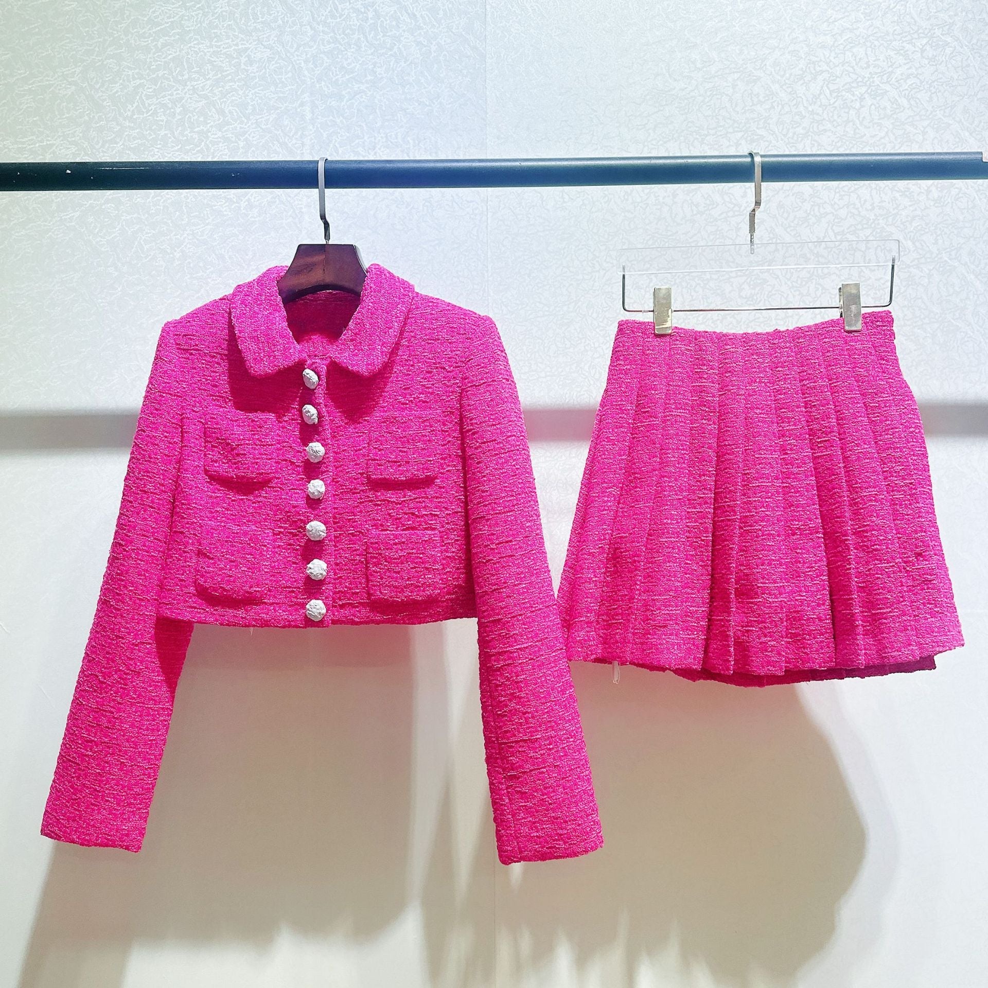 Lapel Jacket Skirt Set