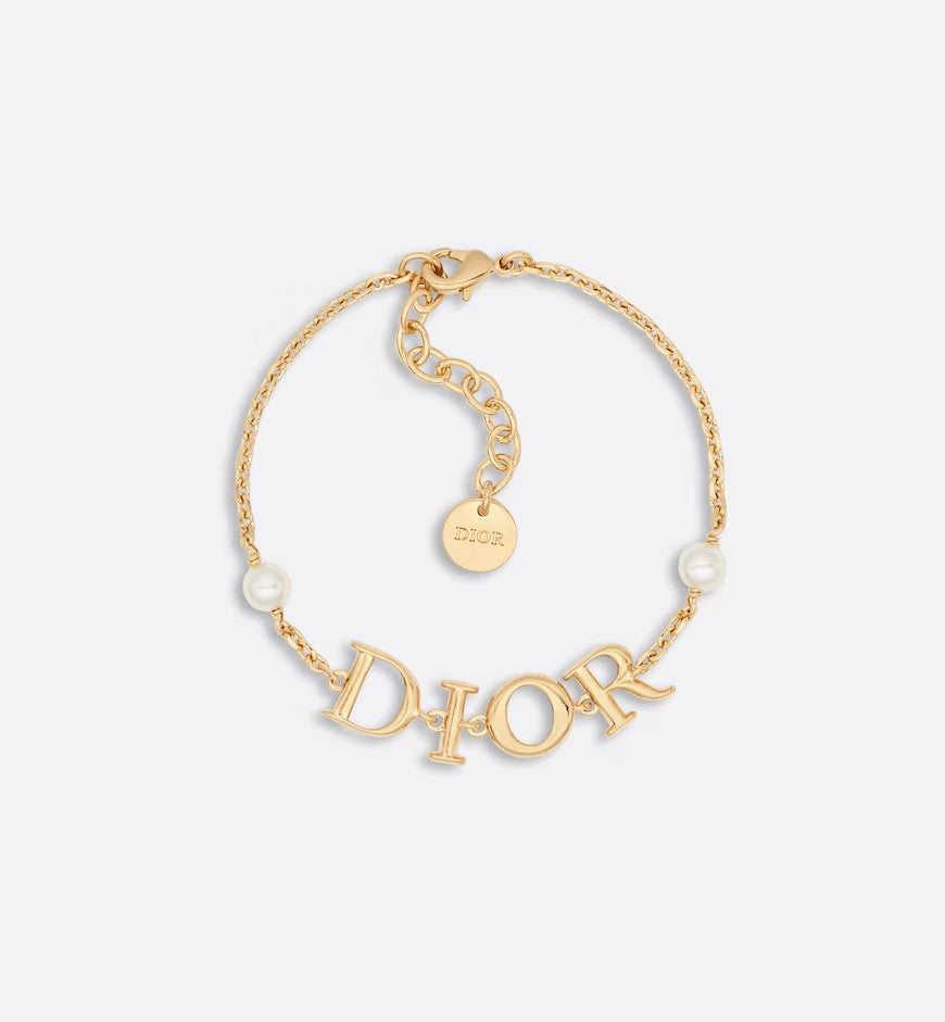 Dio(r)evolution bracelet Matte Gold Metal and White Resin Pearls