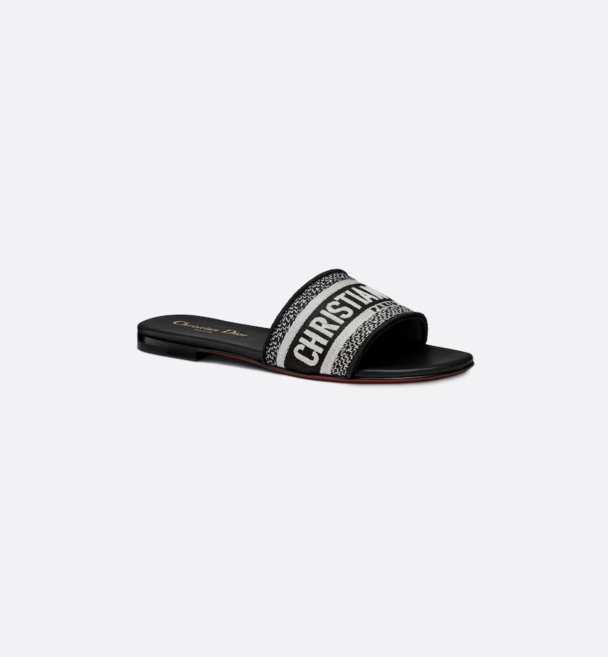 Dway Mule Black Embroidered Cotton
