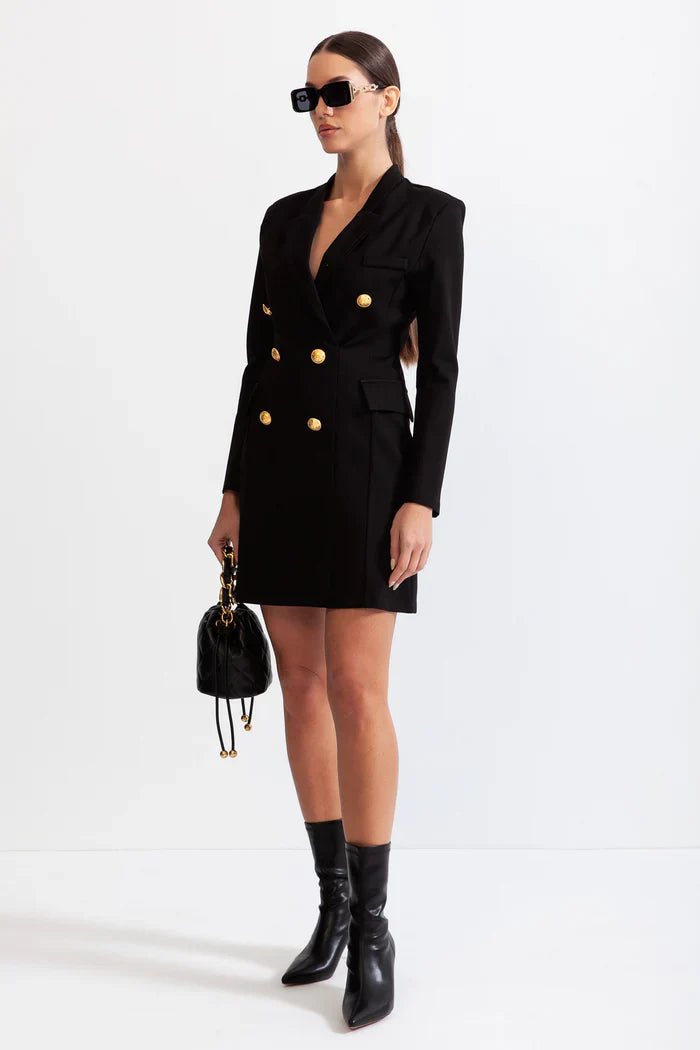 Classic dress with massive Gold buttons - Black Classic dress with massive Gold buttons - Black