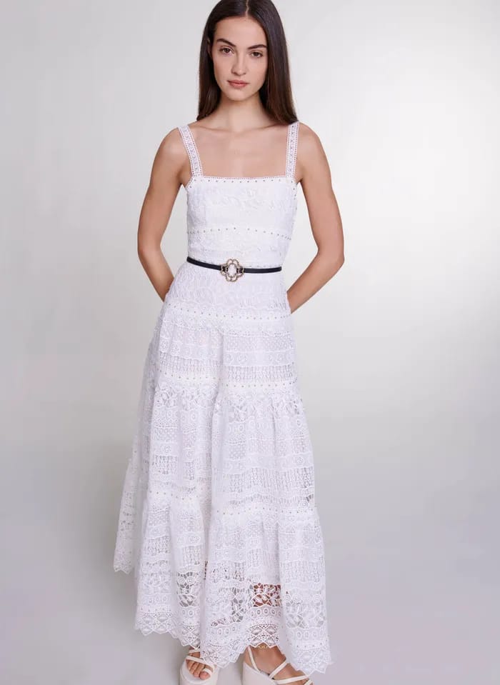 MAJ Long Square Neck Straight Dress