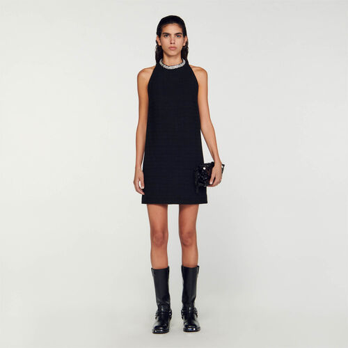 SANDRO DRESS WITH JEWELLERY COLLAR SANDRO DRESS WITH JEWELLERY COLLAR
