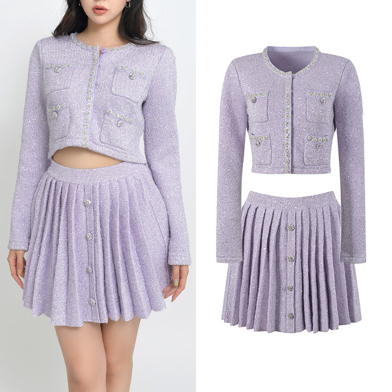 Long Sleeves Pleated Skirts