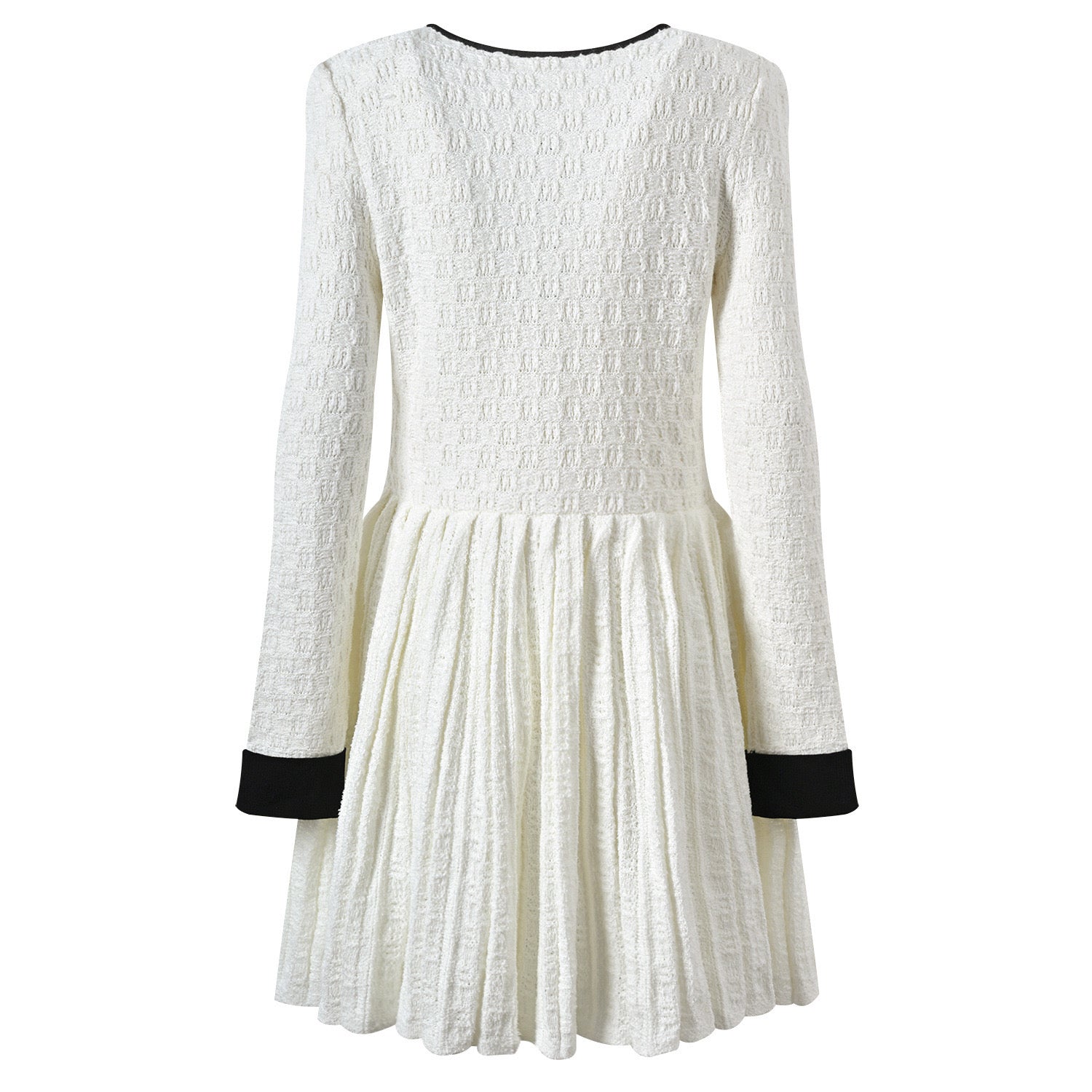 CREAM WEAVE KNIT MINI DRESS