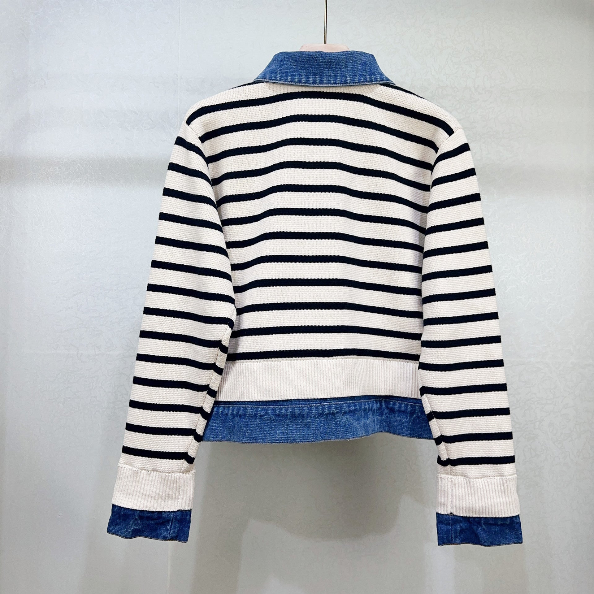 Two piece denim striped jacket