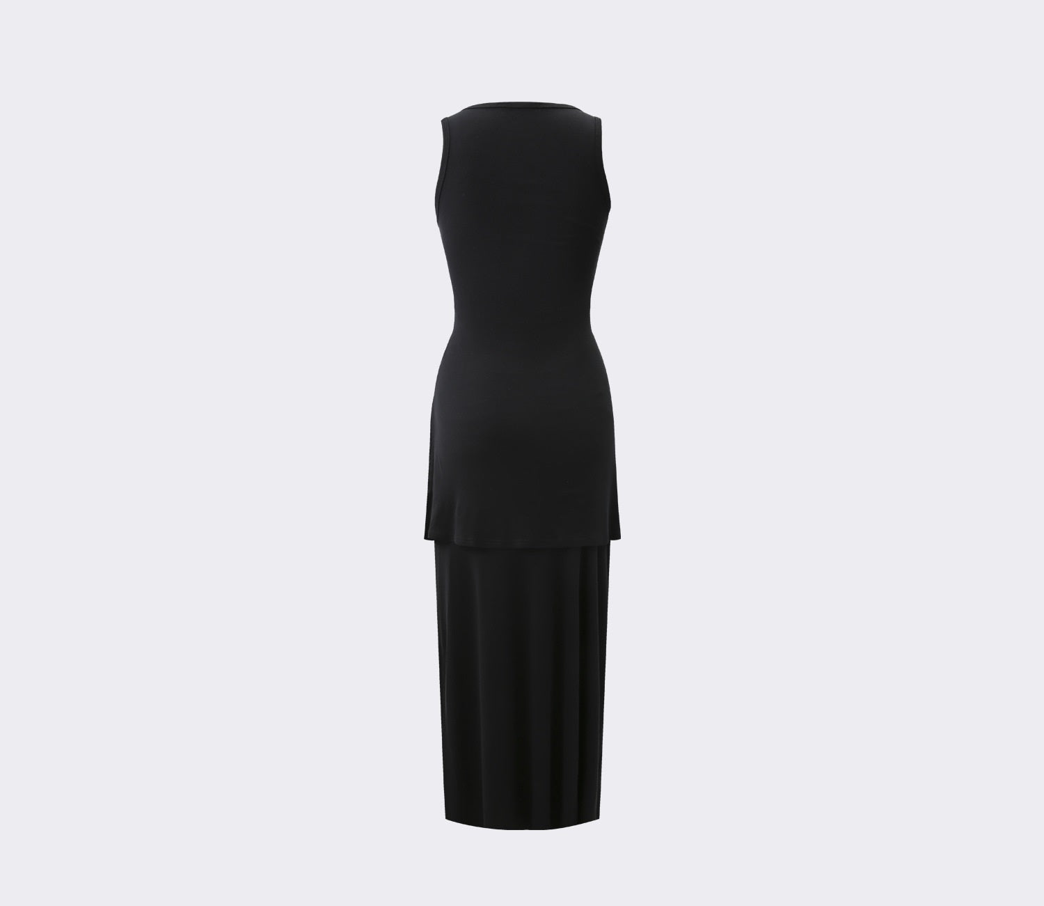 Two pieces tied sleeve cinched waist design midi dress round neck sleeveless long skirt women