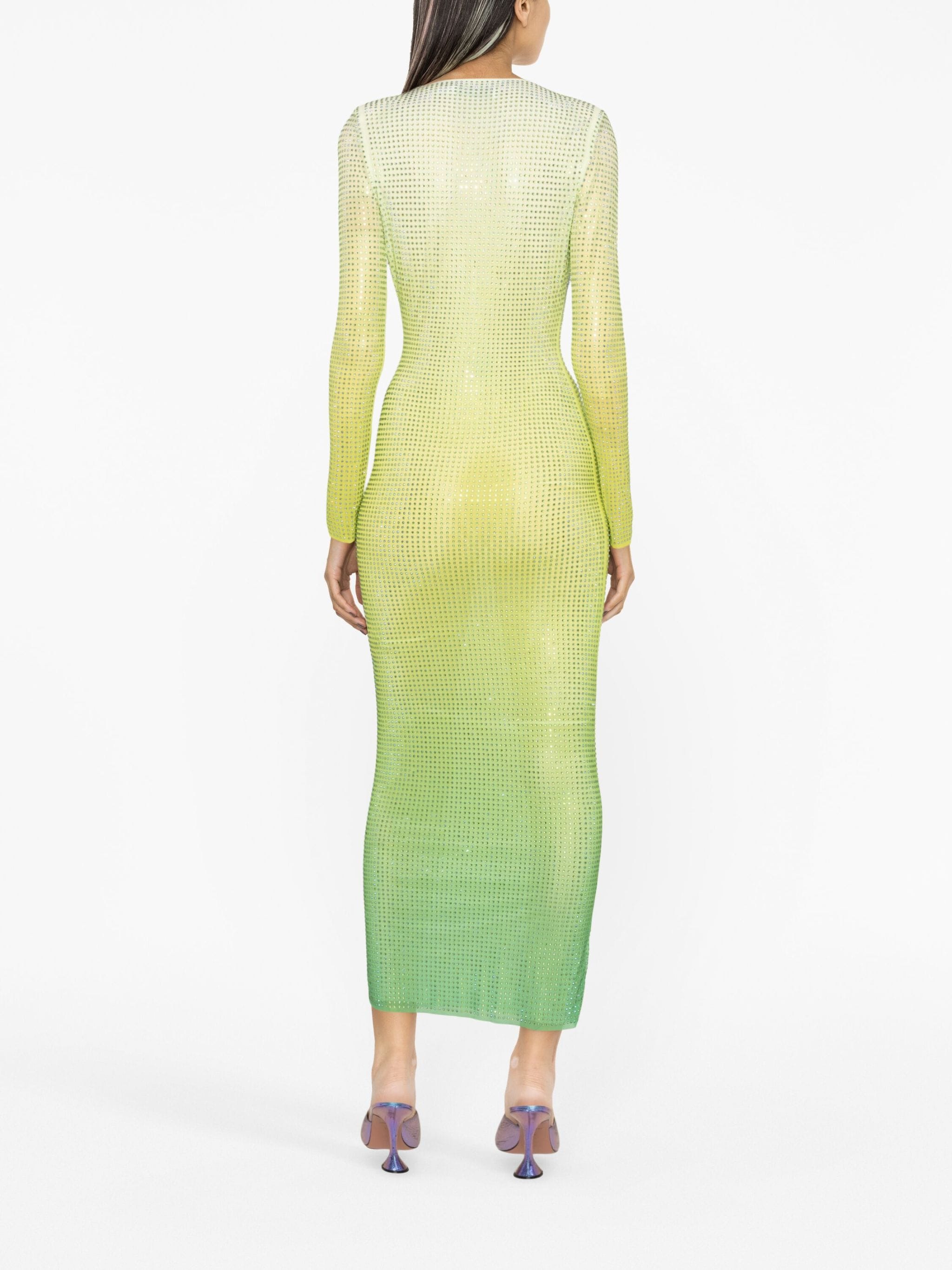 Self-Portrait Crystal-Embellished Gradient Mesh Dress