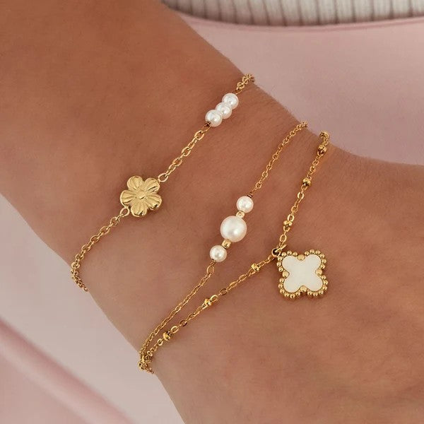 White Clover Bracelet I Gold