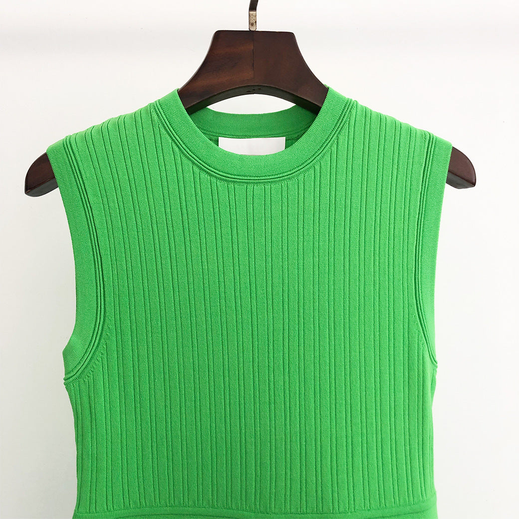 Knitted women's crew neck dress