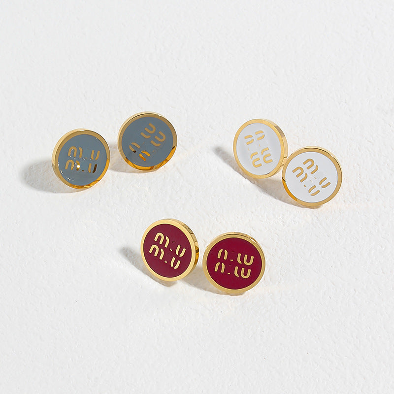 MIU letter stud earrings