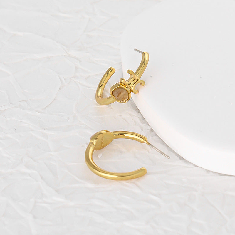 CELINE triumphal arch C-shaped stud earrings