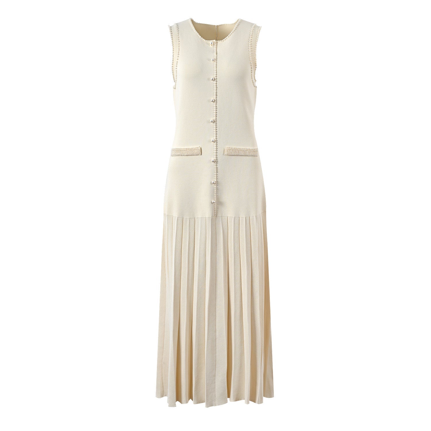 Zaidi Rachida Pearl-Trim Midi Dress