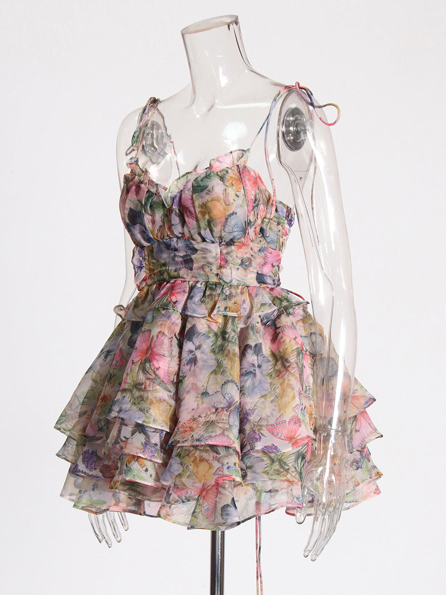 Floral ultra short dress