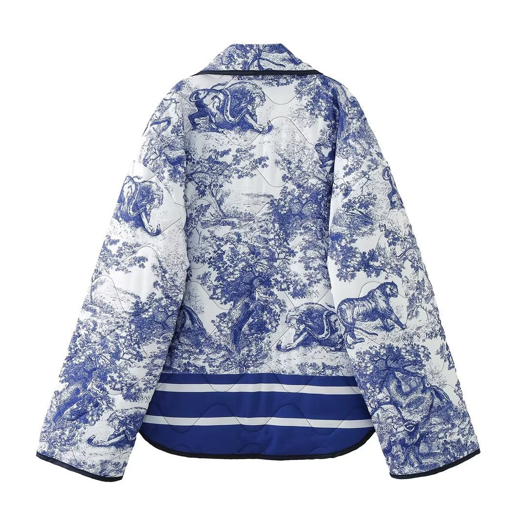Printed cotton quilted jacket