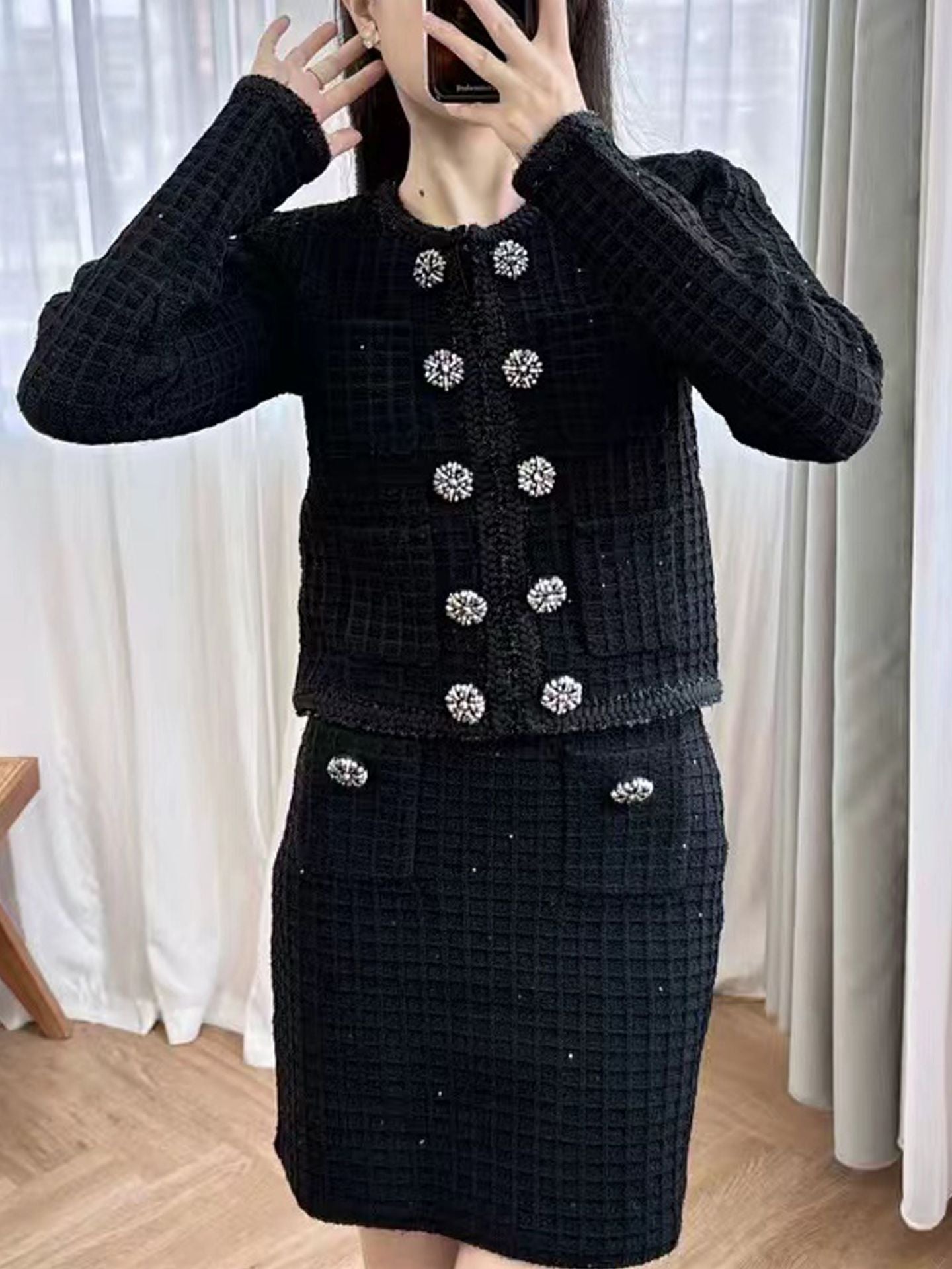 Double-breasted diamond winter set