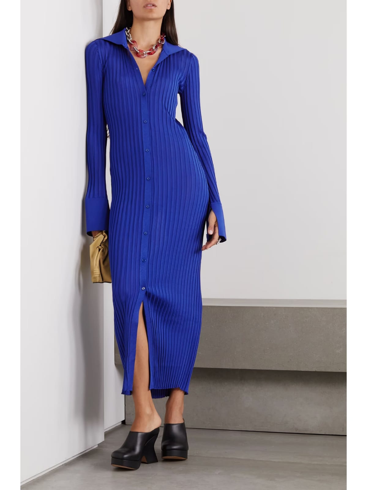 LOEWE Ribbed-knit midi dress