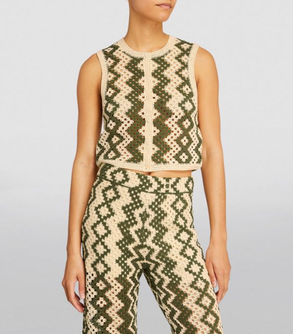 SANDRO Crochet Sleeveless Cardigan