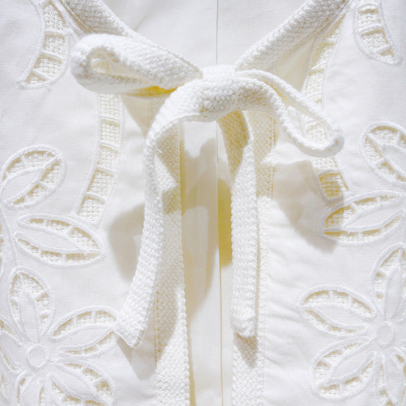 Neck Tie Cotton and Linen Blazer