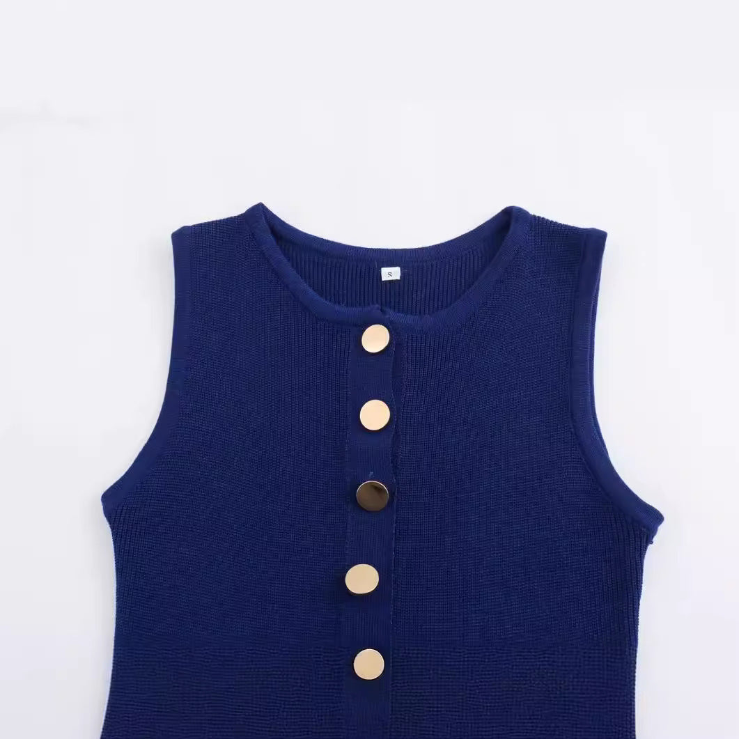 Round neck long Blue dress