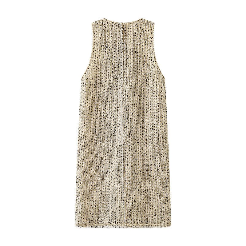 Beaded buckle pocket vest dress