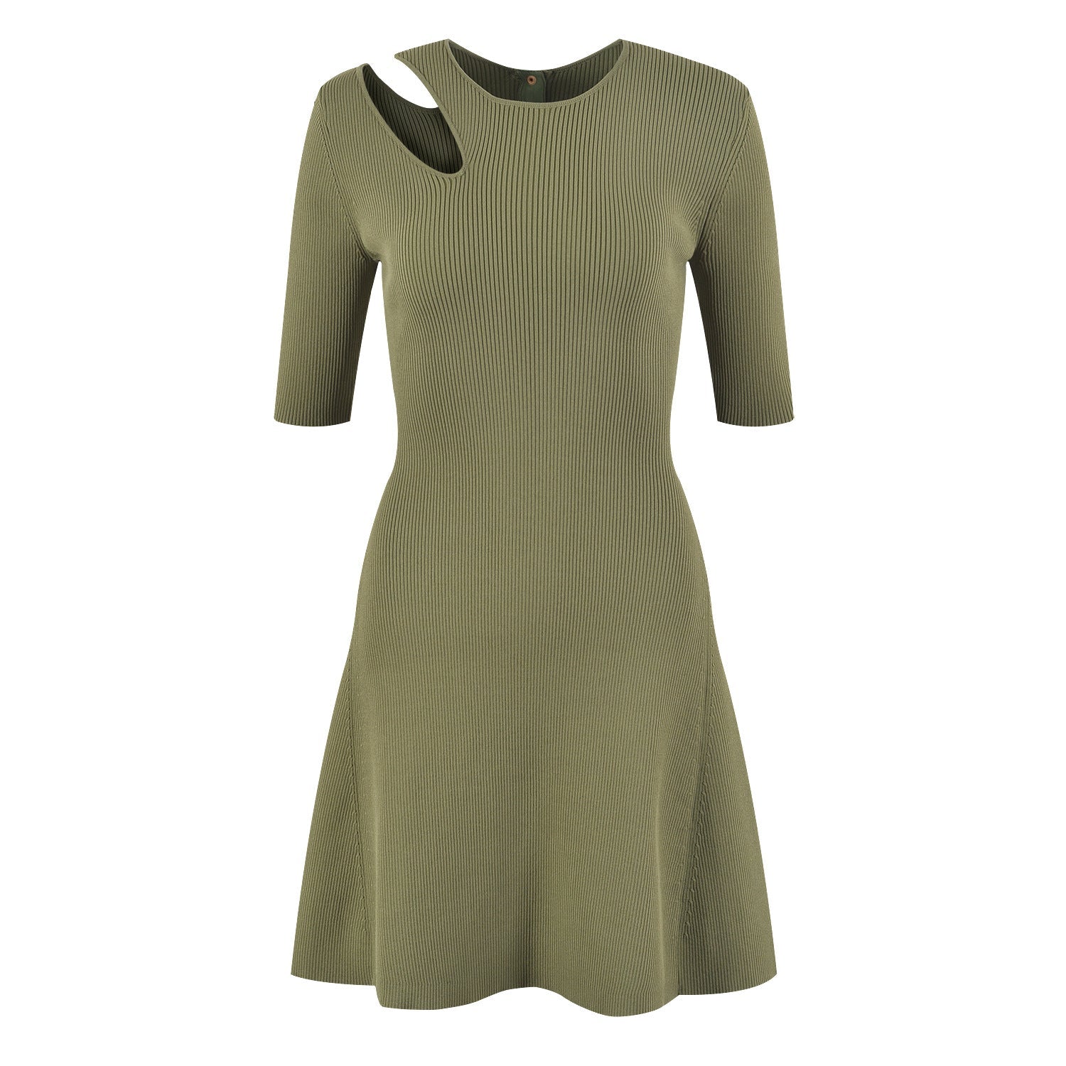 Green Slim Fit Wind Stretch Dress
