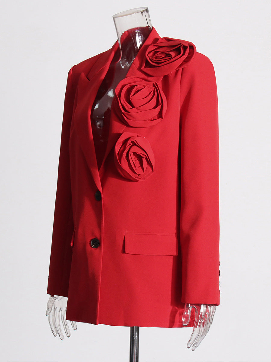 Rose stitching women blazer