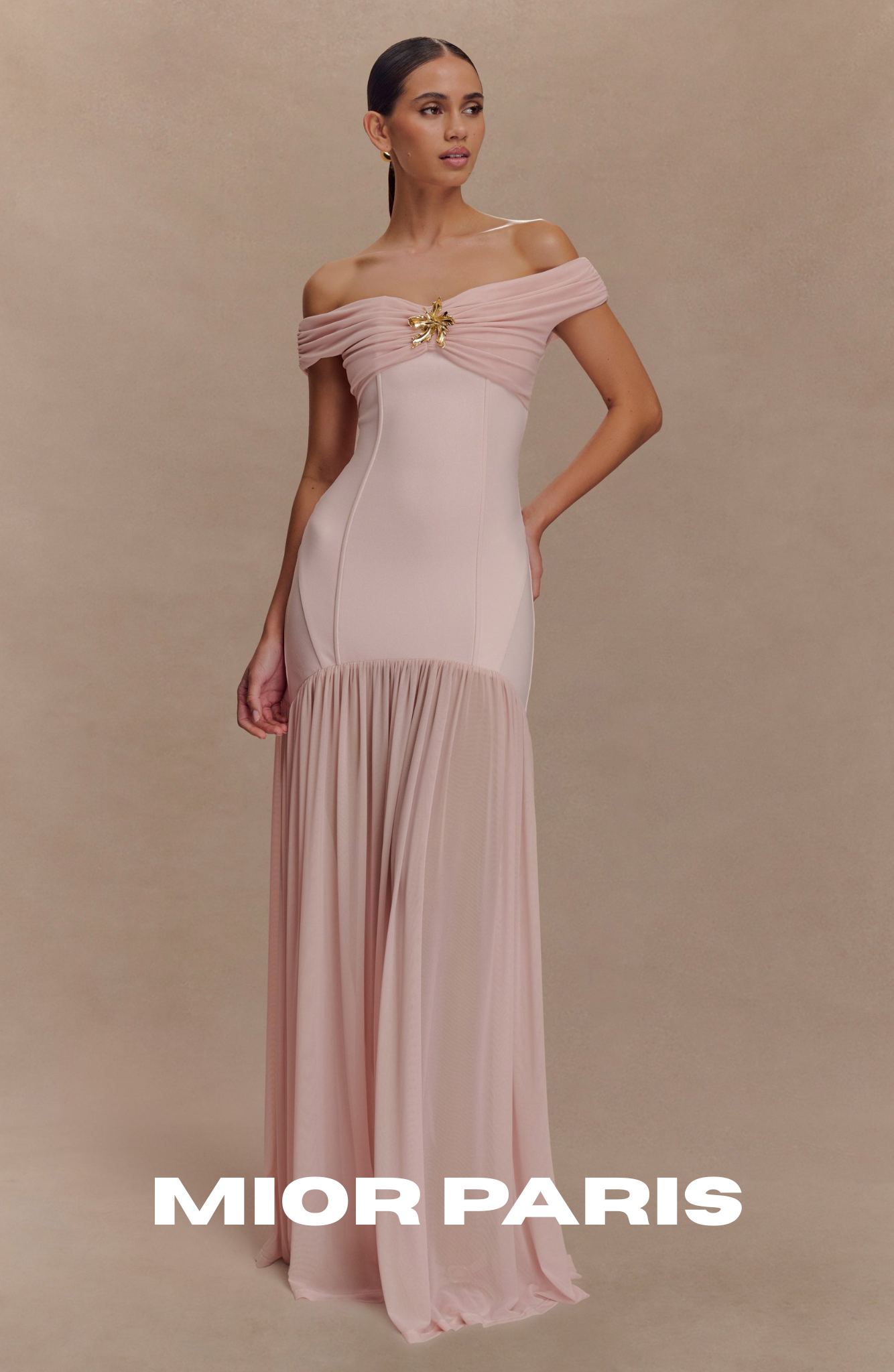 KELLIE OFF-SHOULDER CREPE MAXI DRESS - BLUSH PINK