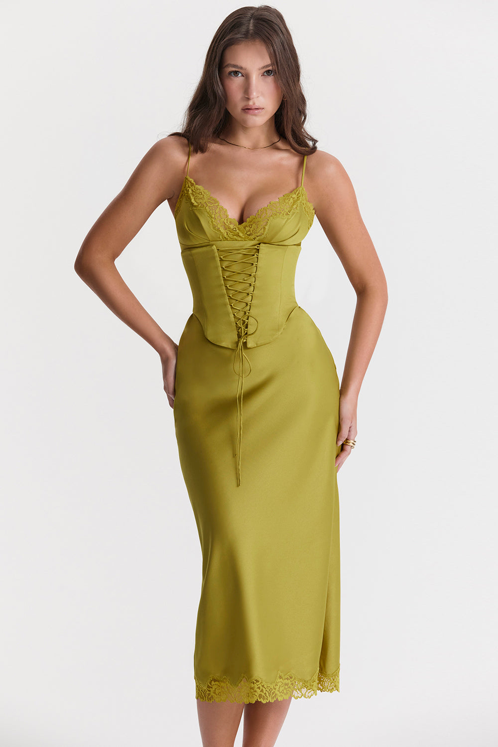 SALMA SATIN SLIP MAXI DRESS - Green SALMA SATIN SLIP MAXI DRESS - Green